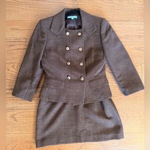 ANTONIO MELANI Chocolate Double-Breasted Suit Set